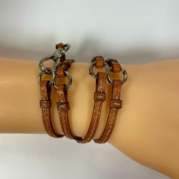 Prada Brown Leather Wrap Bracelet - Picture 6 of 7